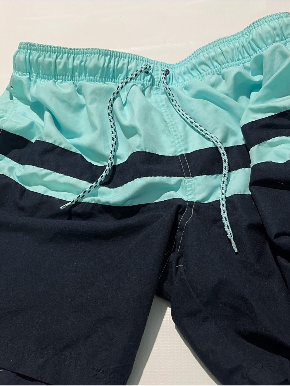 George Men’s Swim Trunks XL 40-42 Aqua Navy 3 Pocket Mesh Lined Drawstring